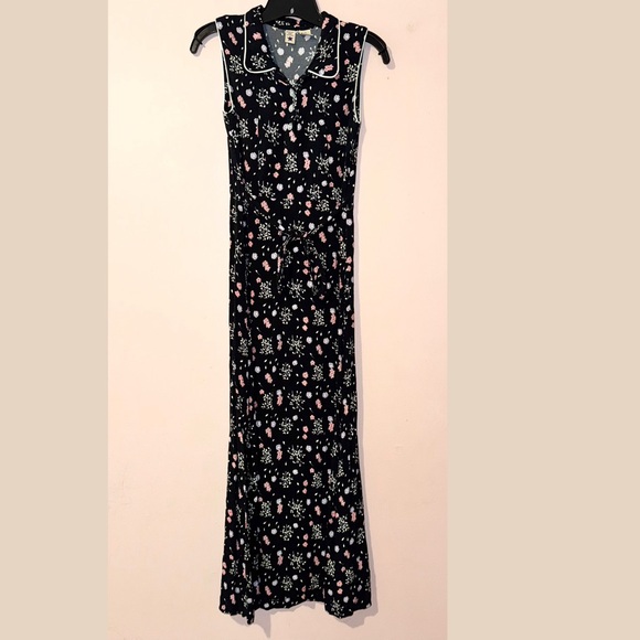 American Eagle Vintage 90s Black Floral Maxi Dress Size 2 - Picture 1 of 10